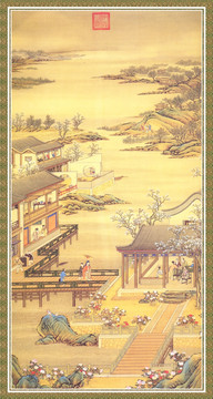 山水风景国画 画廊高清品质