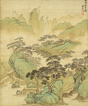 中式山水风景国画 画廊品质