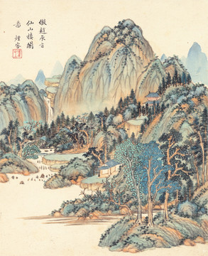 新中式山水国画 画廊高清品质