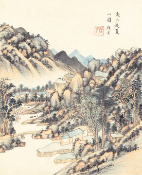 新中式山水国画 画廊高清品质