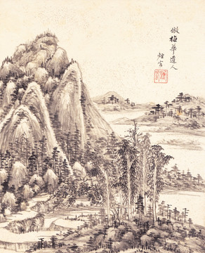 新中式山水国画 画廊高清品质