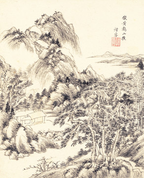 新中式山水国画 画廊高清品质