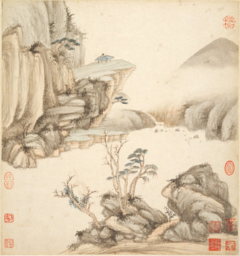 风景国画 画廊高清品质