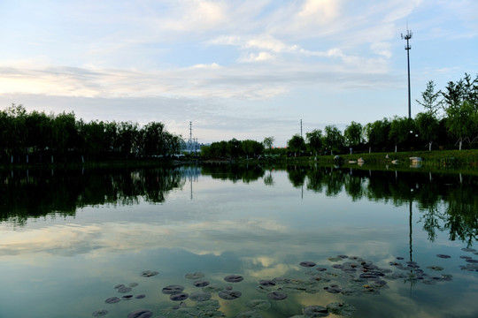 城市湖泊风光