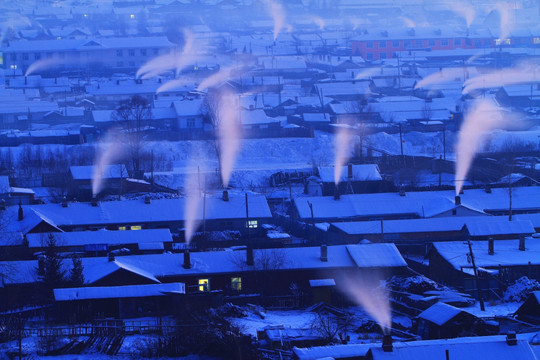 林场人家雪景