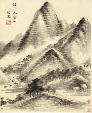 水墨山水风景国画 画廊高清品质