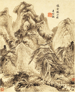 水墨山水风景国画 画廊高清品质