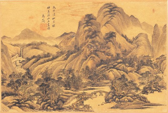 水墨山水风景国画 画廊高清品质