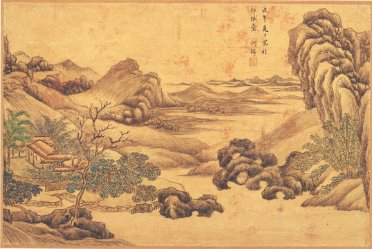 水墨山水风景国画 画廊高清品质