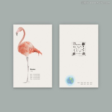 形象名片 水墨 火烈鳥