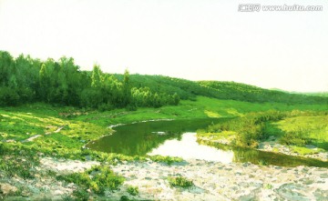 列維坦  河流樹林