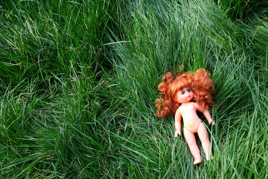 草地上的娃娃