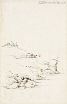 意境寫意山水國畫 畫廊高清品質