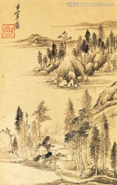 山水畫 畫廊高清圖片