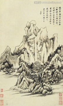 山水畫(huà) 畫(huà)廊高清圖片