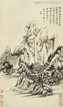 山水画 画廊高清图片