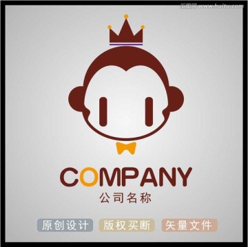 卡通 猴子标志 logo