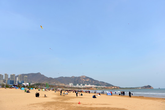 石老人海水浴场 海岸沙滩风光