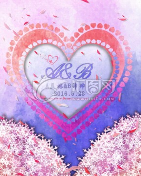 愛(ài)心粉藍(lán)婚禮迎賓牌