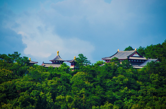 唐式建筑古建筑古寺金顶