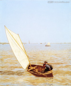 歐美寫(xiě)實(shí)人物油畫(huà)  小船