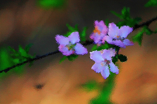 桃花油畫