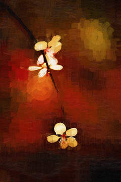 桃花油畫