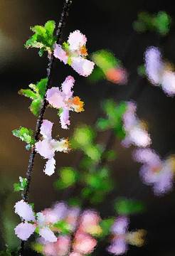 桃花油畫