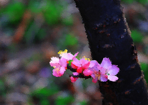 桃花油画