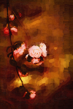 桃花油畫
