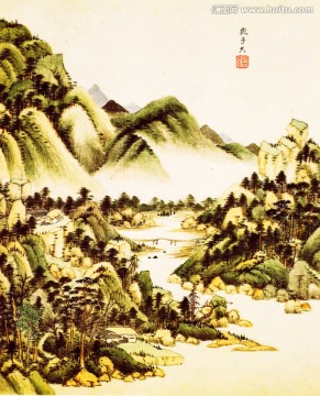 仿古山水画