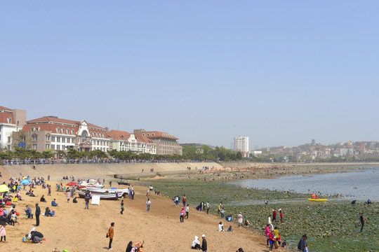 从栈桥远眺青岛湾海滨建筑