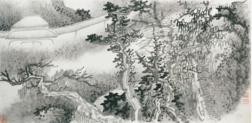 泼墨水墨山水国画 画廊品质