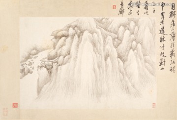 泼墨水墨山水国画 画廊品质