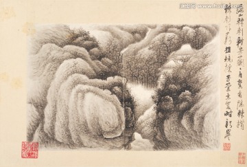 泼墨水墨山水国画 画廊品质