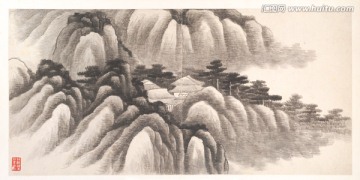 潑墨山水風景國畫 高清品質