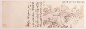 横幅山水风景国画 画廊高清品质