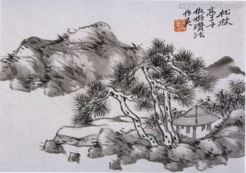 水墨意境国画 画廊品质