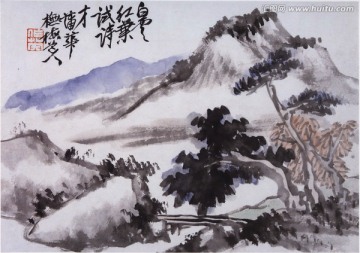 水墨意境国画 画廊品质