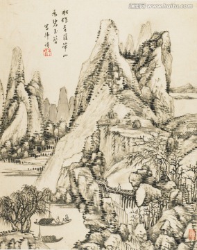 水墨山水裝飾畫 畫廊高清品質(zhì)
