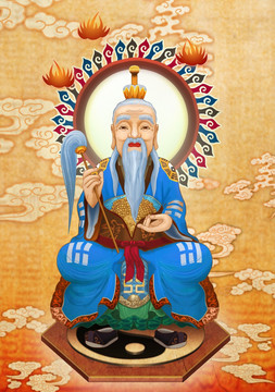 太上老君藍(lán)道袍