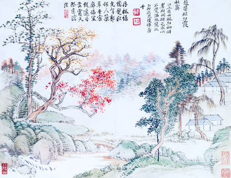 恽寿平山水花鸟图册之山水