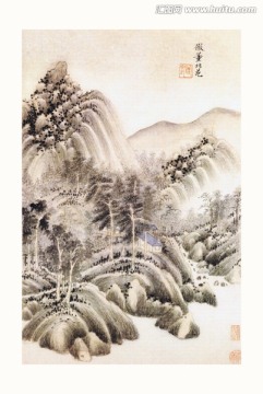 高清山水国画 画廊专供画芯