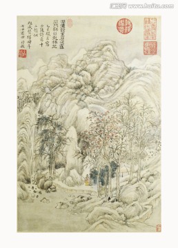 高清山水国画 画廊专供画芯