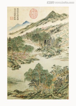 高清山水國(guó)畫 畫廊專供畫芯