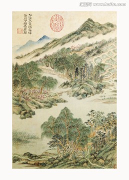 高清山水国画 画廊专供画芯