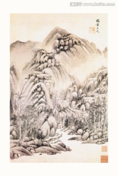 高清山水国画 画廊专供画芯