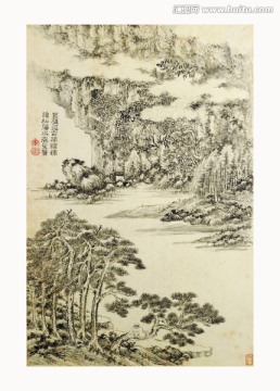 高清山水國畫 畫廊專供畫芯