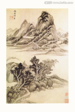 高清山水国画 画廊专供画芯