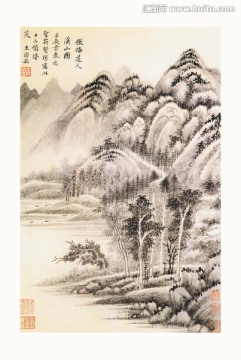 高清山水國(guó)畫 畫廊專供畫芯